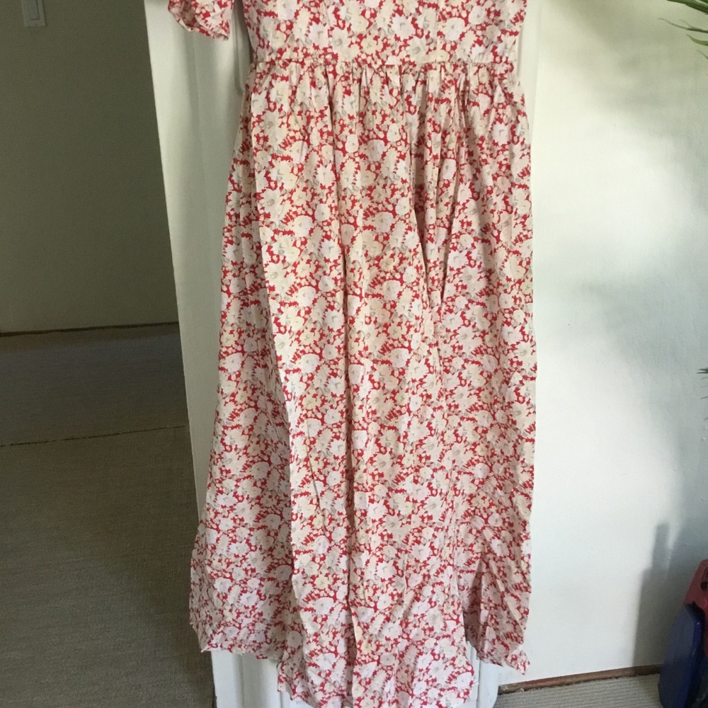 Free People She’s A Dream Red & Cream Floral Midi Dress - sz 6 - Picture 6 of 14